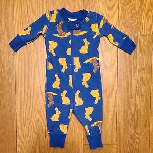 Hanna Andersson Blue Chocolate Easter Bunny Pajamas Size 0-3 months